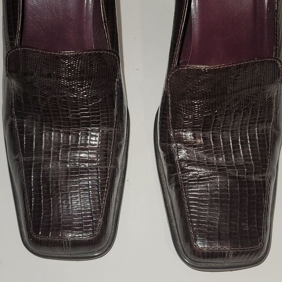 Vintage Evan Picone Brown Alligator Skin Pattern 7.5 Heels - Picture 6 of 9